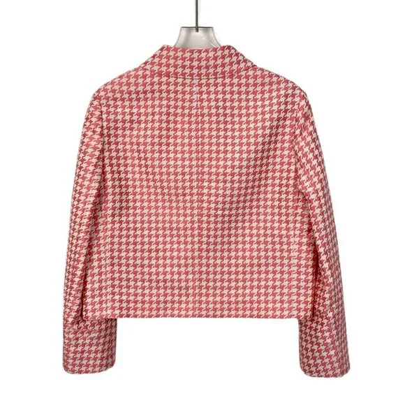 Christian Dior Womens Pink & White Houndstooth Double-Breasted Jacket